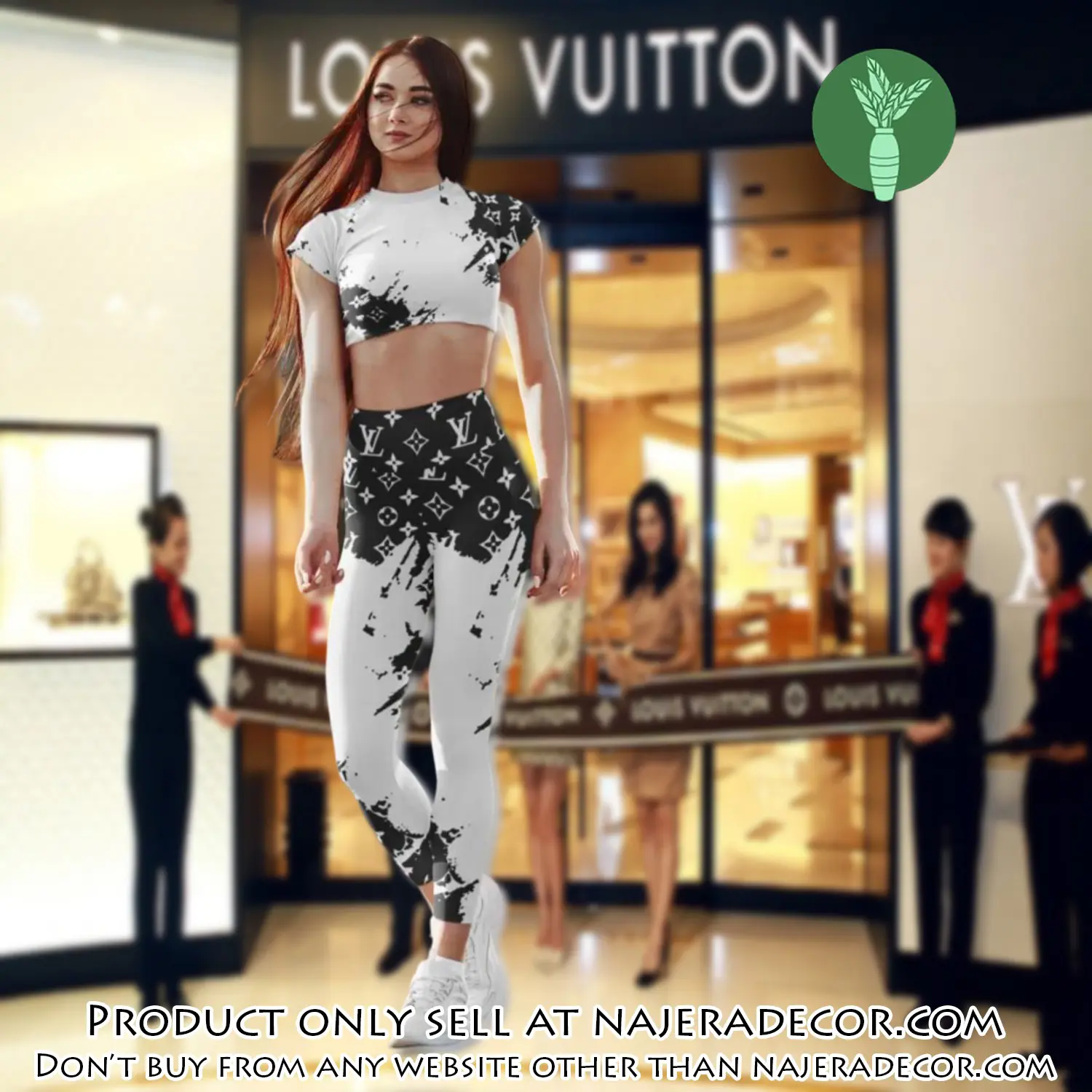 Triple white louis vuitton luxury sportwear combo luxury brand crop top tshirt and legging for women ctl1036 njr3356816